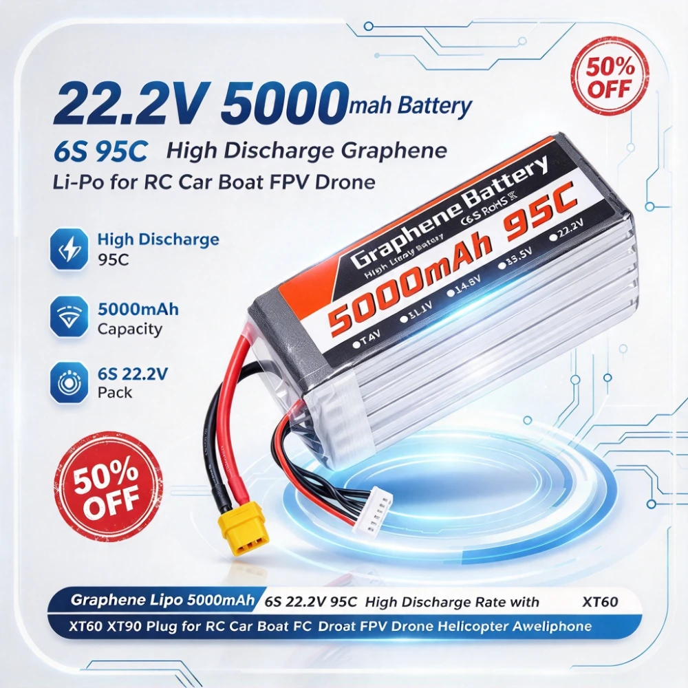 5000mAh 6S 22.2V 95C Graphene  - đánh giá và giá 6S Lipo Battery 22.2V 5000Mah