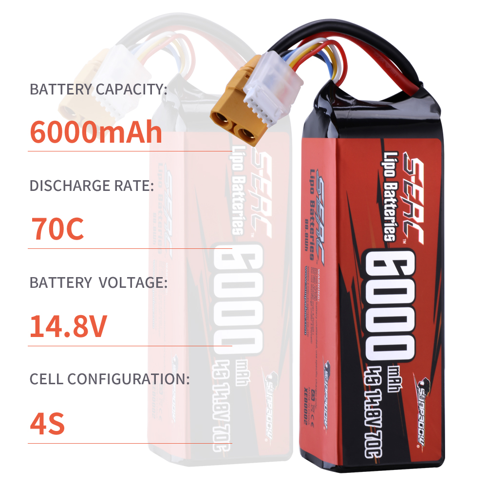 Pin Lipo SUNPADOW 4S 14.8V 600 - đánh giá và giá 4S Lipo Battery 14.8V 6000Mah